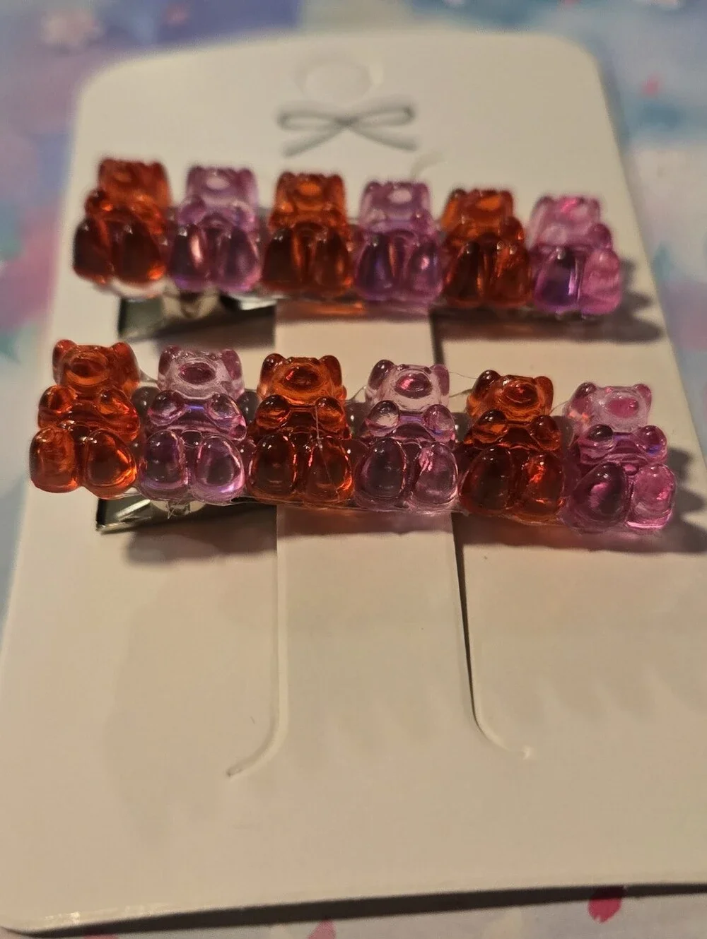Handcrafted Red & Purple Gummy Bear Hair Clips Set of 2